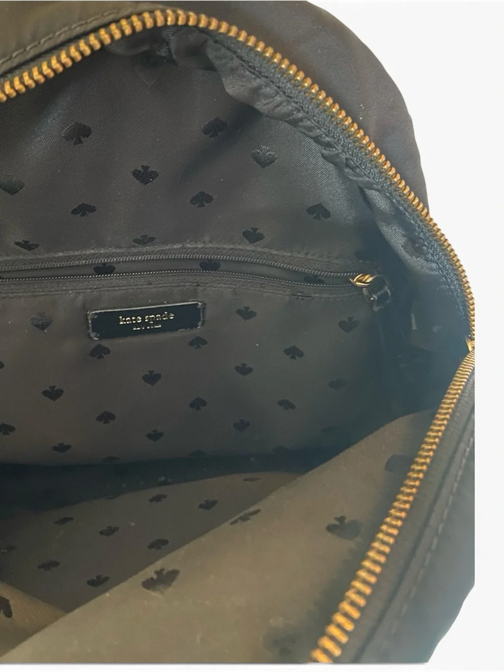 Kate Spade NY Medium Dawn Backpack/Book Bag Black Nylon With Gold Hardware